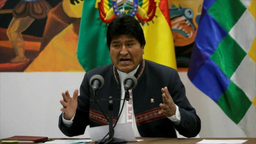 El expresidente de Bolivia Evo Morales, en una conferencia de prensa, La Paz, Bolivia, 24 de octubre de 2019.