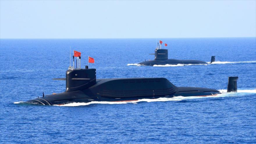Submarinos chinos modelo 094A en el mar de la China Meridional, abril de 2018. (Foto: Reuters)