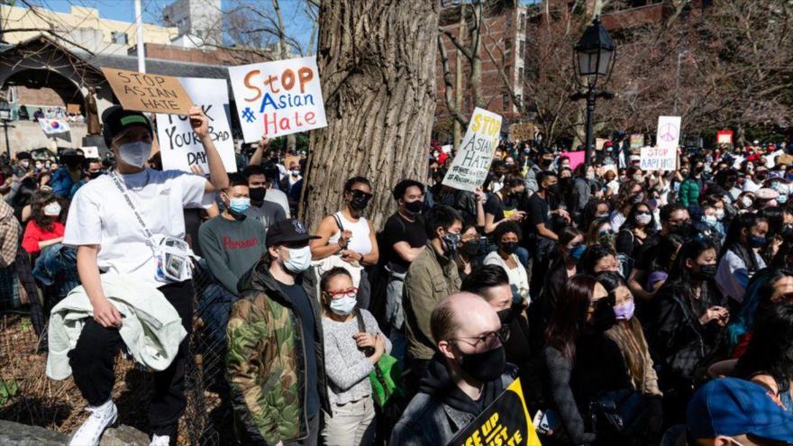 Manifestación contra el racismo y crimenes de odio en Nueva York, EE.UU., 21 de marzo de 2021. (Foto: Reuters)