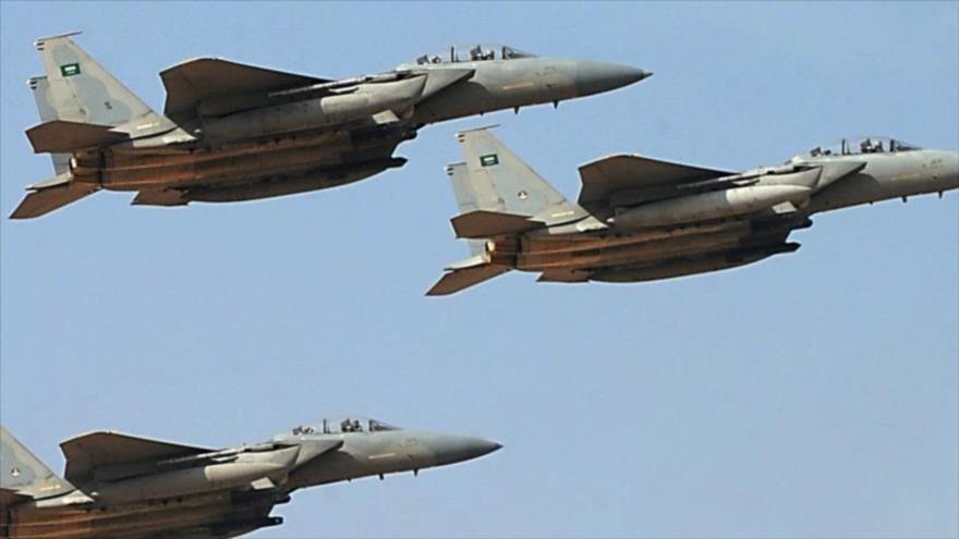 Aviones de guerra de la coalición liderada por Arabia Saudí durante una operación.
