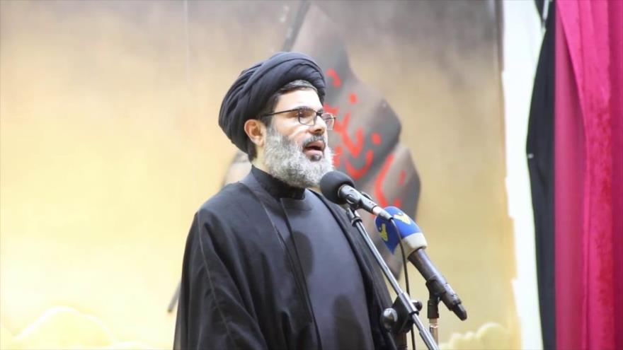 El jefe del Consejo Ejecutivo de Hezbolá, Seyed Hashem Safi al-Din, habla en un mitin.