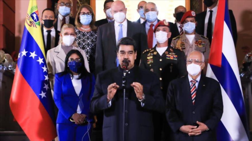 El presidente de Venezuela, Nicolás Maduro, ofrece un discurso en Caracas, capital venezolana.