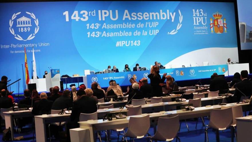 Una sesión de la 143.ª Asamblea de la Unión Interparlamentaria (UIP) que se desarrolla del 26 al 30 de noviembre en Madrid, capital de España.