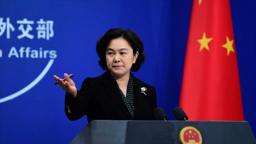 La portavoz de la Cancillería china, Hua Chunying, en una conferencia de prensa.