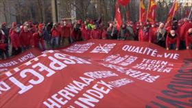 Trabajadores sindicales de Bélgica protestan contra la inflación 