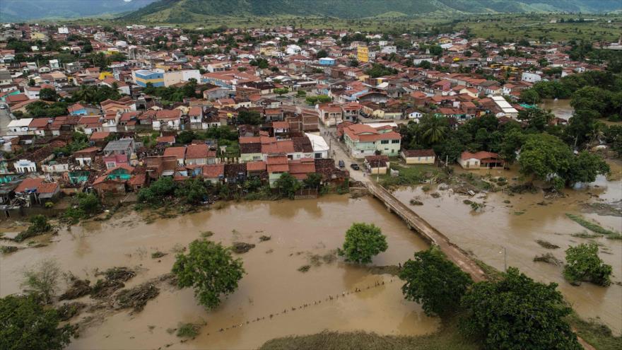 Un área inundada de Itambé, en el estado de Bahía, Brasil, 29 de diciembre de 2021. (Foto: AFP)