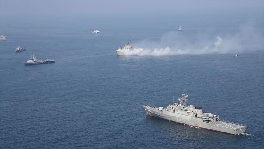 La Armada de Irán en ejercicios conjuntos con buques de guerra rusos, 17 de febrero de 2021.