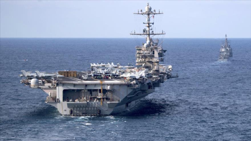 
El portaaviones USS “Harry S Truman” de la Marina de Estados Unidos en el océano Atlántico, 18 julio de 2019.