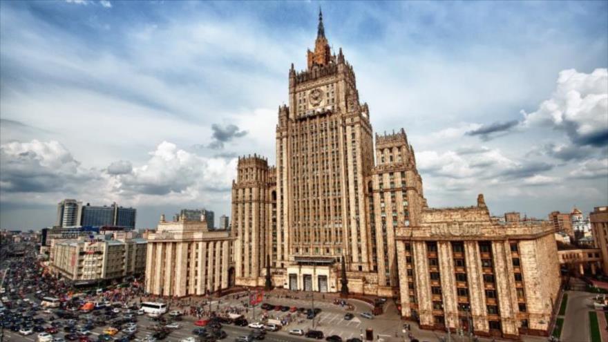 Una vista del edificio de la Cancillería de Rusia en Moscú, capital.
