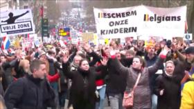 Protestan en Bruselas contra vacunación obligatoria de COVID-19