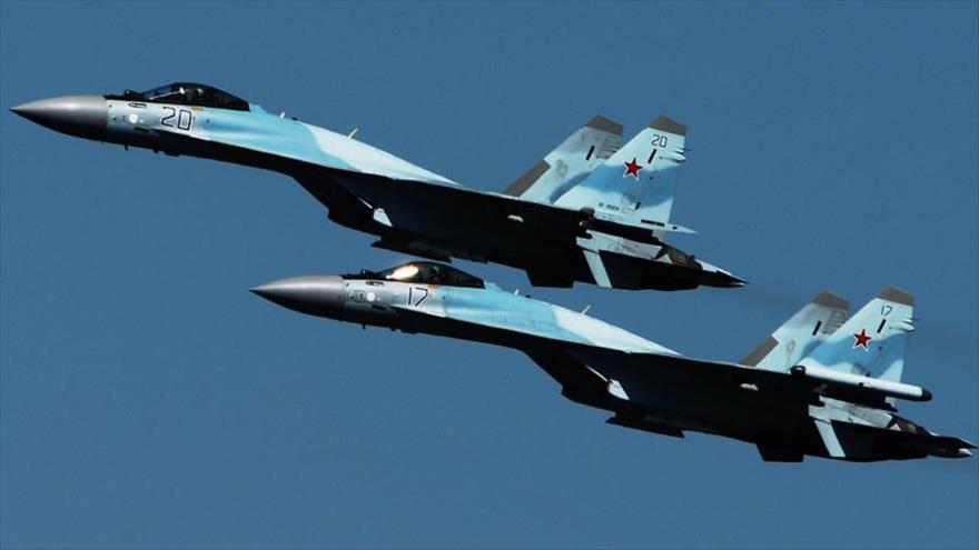 Cazas Su-35 de la Aviación de Rusia en pleno vuelo. (Foto: Sputnik)