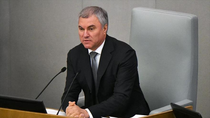 El presidente de la Duma del Estado (la Cámara Baja del Parlamento ruso), Viacheslav Volodin, durante una sesión parlamentaria.