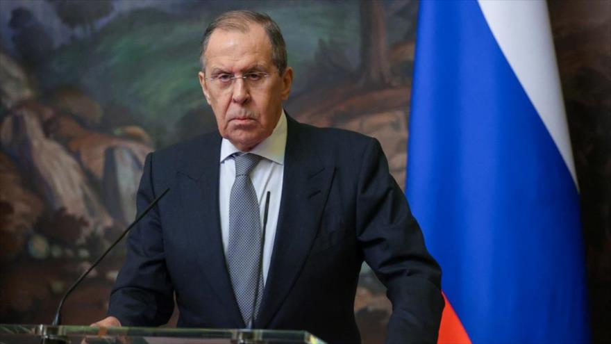 El canciller de Rusia, Serguéi Lavrov, en una conferencia de prensa.