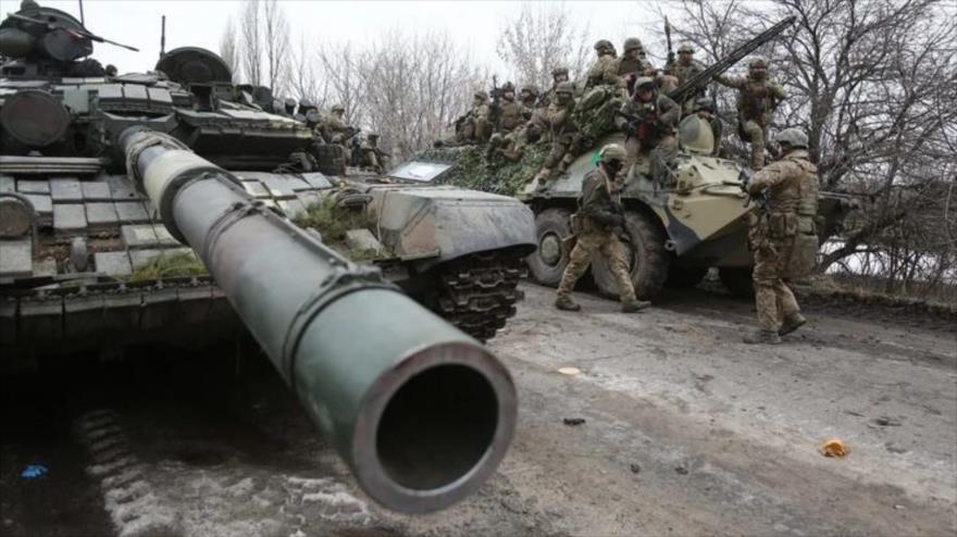 Fuerzas ucranianas en la región de Lugansk, en el este del país europeo, 24 de febrero de 2022.