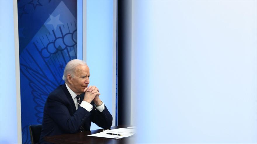 Presidente de EE.UU., Joe Biden, en una reunión virtual en Casa Blanca, Washington, D.C., capital, 22 de febrero de 2022. (Foto: AFP)