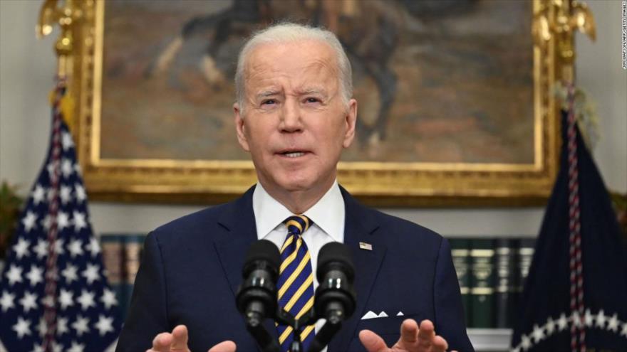 El presidente de EE.UU., Joe Biden, ofrece un discurso desde la Casa Blanca, 8 de marzo de 2022.
