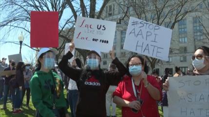 Protestan en rechazo a violencia racista contra asiáticos en EEUU