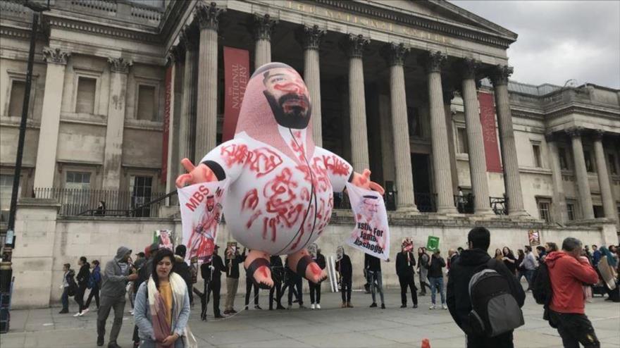 Una protesta contra el príncipe heredero saudí, Muhamad bin Salman, en Londres, Reino Unido, 3 de octubre de 2019.