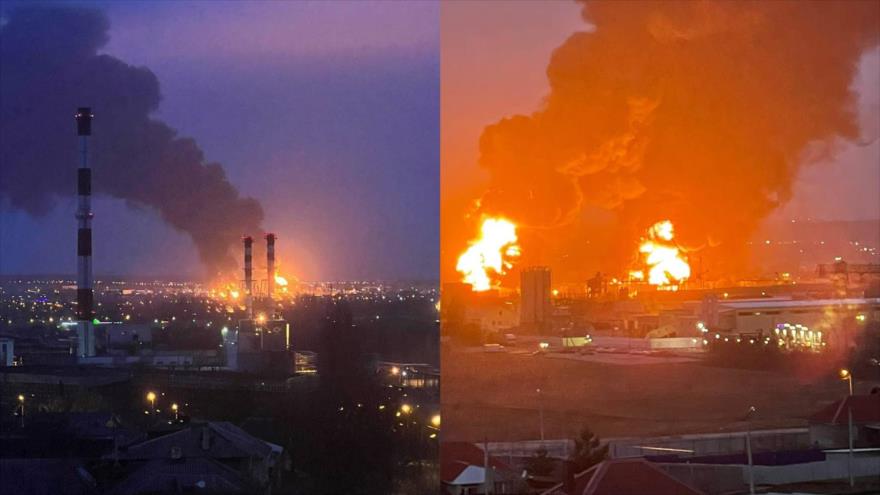 Vídeo: Depósito de petróleo ruso en llamas tras ataque de Ucrania