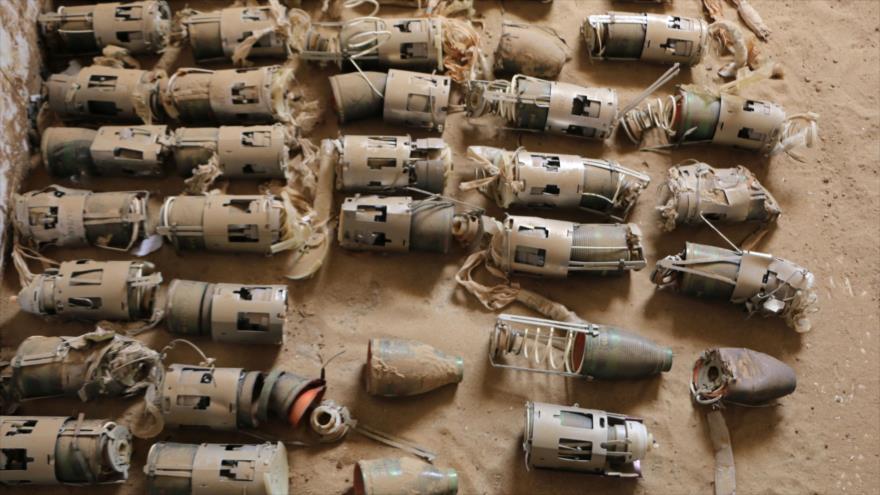 Restos de bombas de racimo usadas por Arabia Saudí en Yemen. (Foto: Amnistía Internacional)