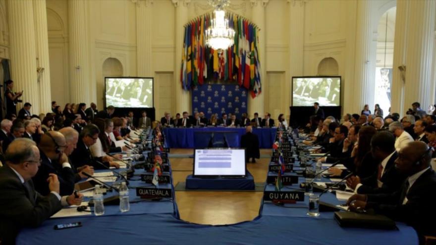 Una reunión de la Organización de Estados Americanos (OEA) en Washington D.C., EE.UU.