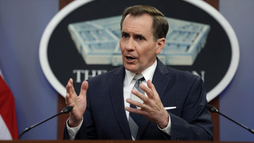 Portavoz del Pentágono, John Kirby, habla en una conferencia de prensa, 19 de abril de 2022. (Foto: Getty Images)
