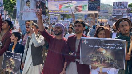 Afganos marchan en apoyo a Palestina, clamando “Muerte a Israel”	