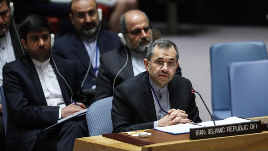 Representante permanente de Irán ante la ONU, Mayid Tajt Ravanchi, en una sesión del CSNU, 26 de junio de 2019. (Foto: Getty Images)