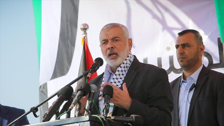 El jefe de la dirección política de HAMAS, Ismail Haniya, habla en una ceremonia en Rafah, en el sur de la Franja de Gaza, 23 de noviembre de 2019.