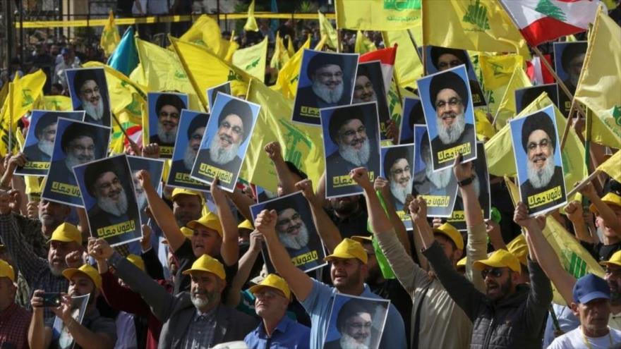 Partidarios del movimiento libanés Hezbolá reunidos en la ciudad de Nabatiyeh (sur de El Líbano), 9 de mayo de 2022. (Foto: AFP)