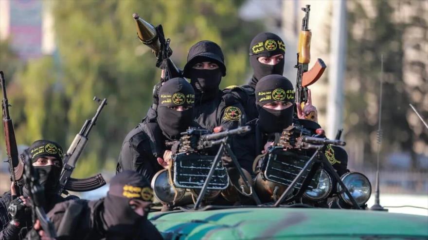 Combatientes de las Brigadas Al-Quds, durante una marcha en las calles de la Franja de Gaza.