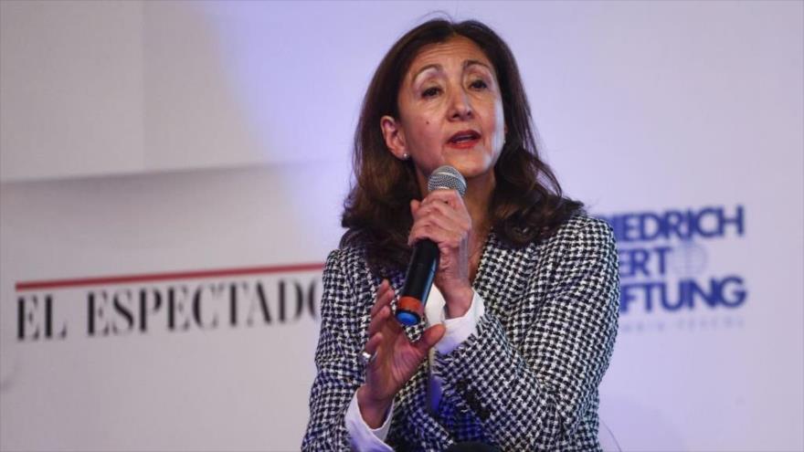 La ya excandidata a la Presidencia de Colombia Íngrid Betancourt durante un debate en Bogotá, Colombia, 20 de abril de 2022. (Foto: Getty Images)