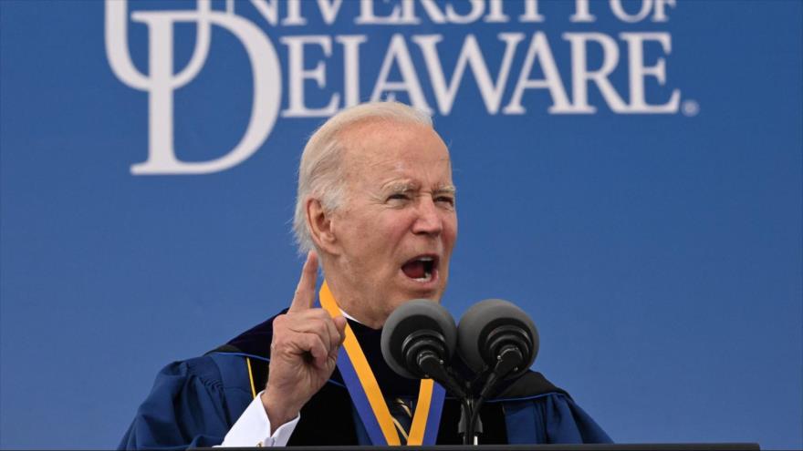 El presidente de EE.UU., Joe Biden, pronuncia discurso en un acto en Delaware, 28 de mayo de 2022. (Foto: AFP)