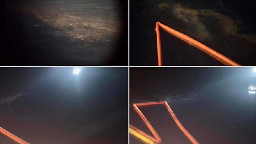 Fuentes griegos han publicado imágenes de la contaminación petrolera en el puerto local de Caristo. (Foto: PressTV)