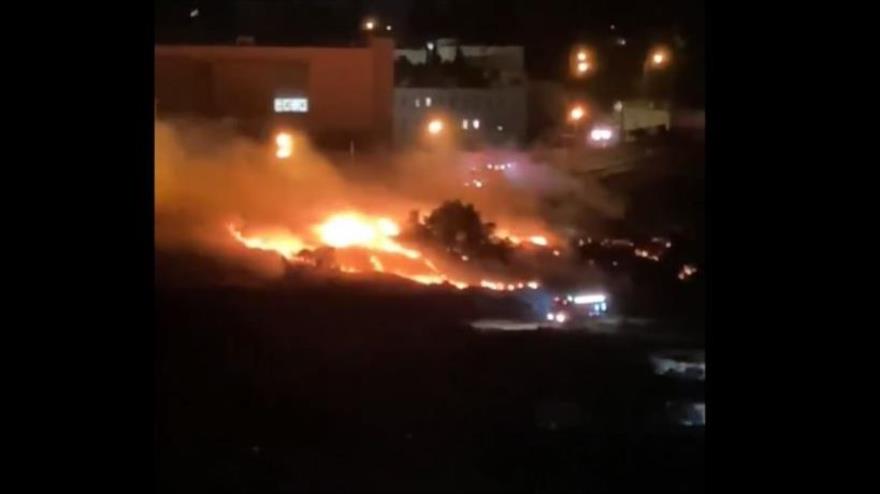 Vídeo: Fuego devora base militar israelí tras represión de palestinos