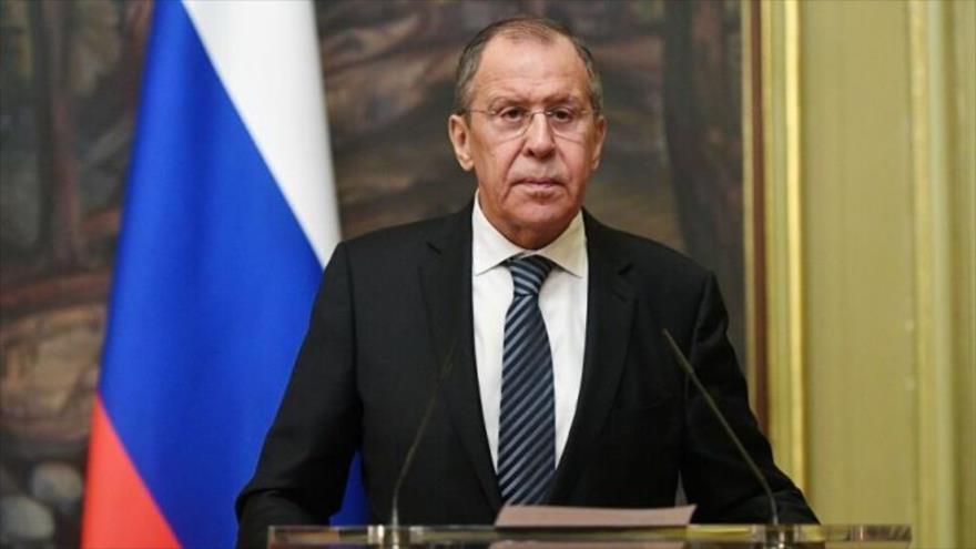 El ministro de Asuntos Exteriores de Rusia, Serguéi Lavrov, durante una rueda de prensa en Moscú.