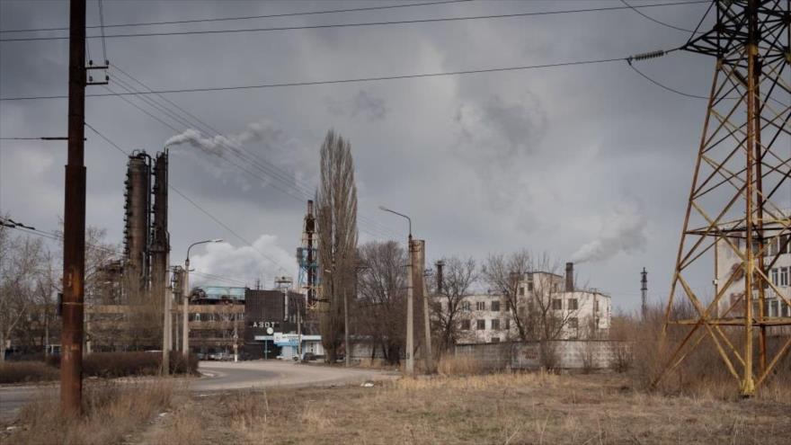 Vista exterior de la planta química Azot en Severodonetsk, Ucrania, 18 de febrero (Foto: Getty Images)