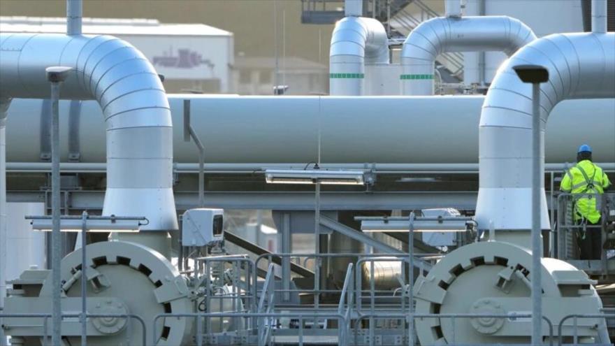 Tuberías en las instalaciones del gasoducto ruso Nord Stream 2 en Lubmin, norte de Alemania, 15 de febrero de 2022. (Foto: AP)