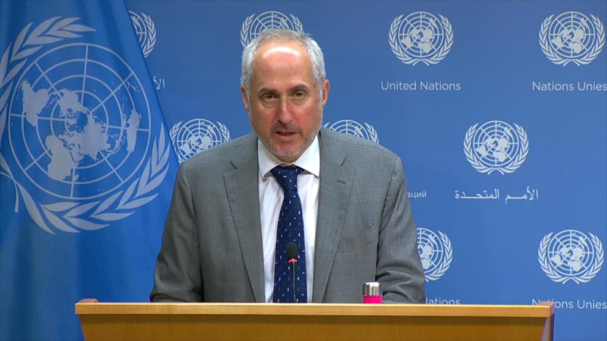 Stéphane Dujarric, portavoz del secretario general de la Organización de las Naciones Unidas (ONU), habla en una rueda de prensa.