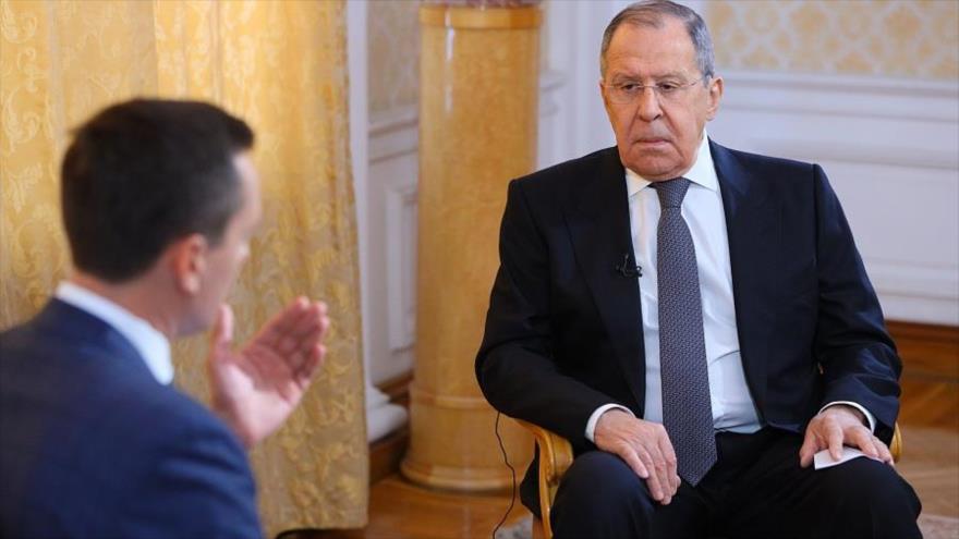 El canciller ruso, Serguéi Lavrov, durante una entrevista, 23 de junio de 2022, en Moscú, Rusia.