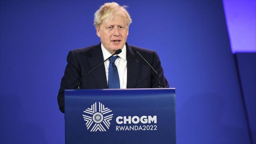 El primer ministro del Reino Unido, Boris Johnson, durante un discurso en Kigali, Ruanda, 23 de junio de 2022. (Foto: Getty images)