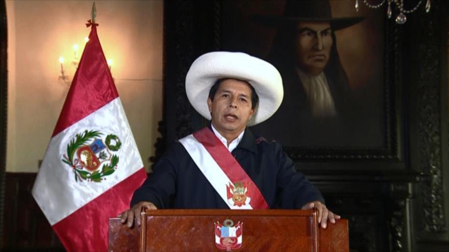 El presidente de Perú, Pedro Castillo, durante un discurso, 5 de marzo de 2022.