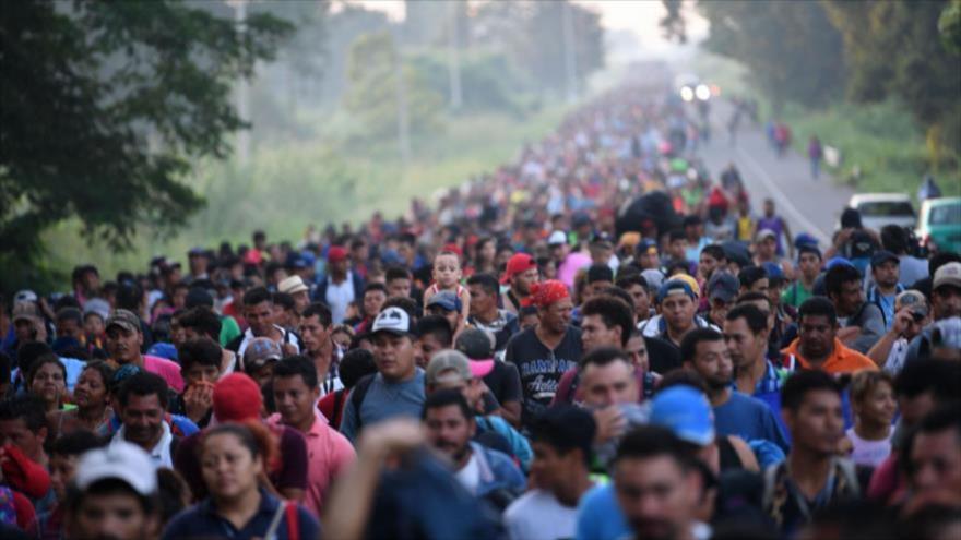 La caravana de migrantes en su paso por Chiapas, sur de México.