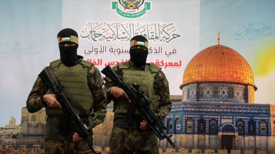 Militantes palestinos de la sala de operaciones conjuntas de las facciones de la Resistencia palestina en Gaza, 22 de mayo de 2022. (Foto: Getty Images)