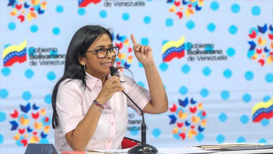 La vicepresidenta venezolana, Delcy Rodríguez, en un evento con movimientos sociales, 8 de julio de 2022. (Foto: NicolasMaduro)