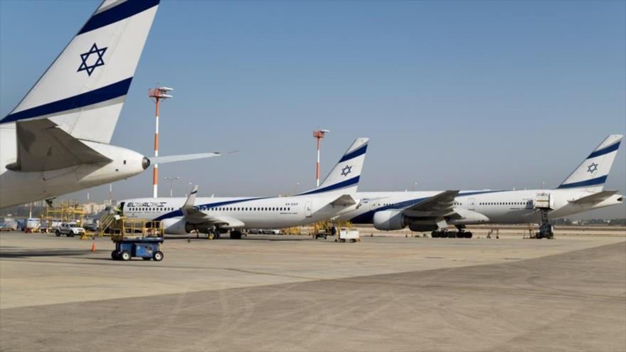 Varios aviones comerciales de la aerolínea israelí El AI.