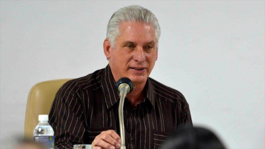 El presidente cubano Miguel Díaz-Canel interviene en la comisión de Asuntos Económicos de la Asamblea Nacional del Poder Popular, 20 de julio de 2022.
