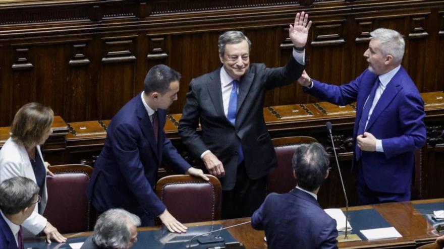 El primer ministro italiano, Mario Draghi, en la Cámara Baja italiana en Roma, Italia, 21 de julio de 2022. (Foto: EFE) 