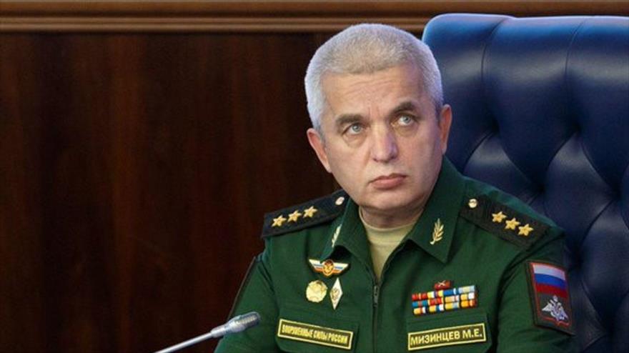El jefe del Centro de Gestión de la Defensa Nacional ruso, el coronel general Mijaíl Mizintsev.