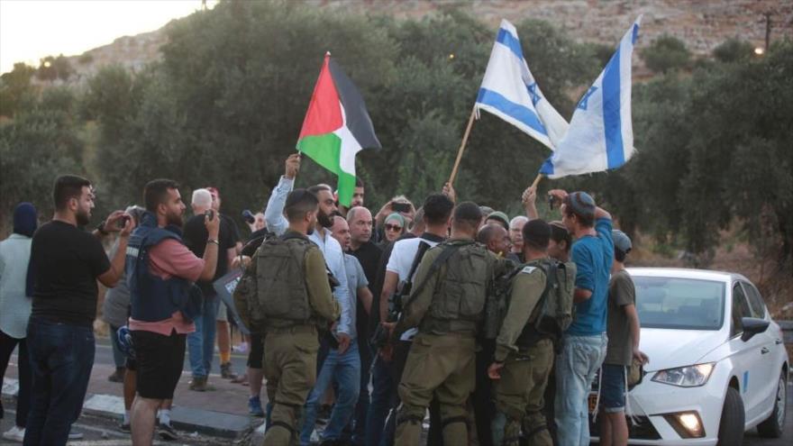 Fuerzas israelíes interfieren en enfrentamientos entre palestinos e israelíes en Ramalá, Cisjordania, 20 de julio de 2022. (Foto: Getty Images)